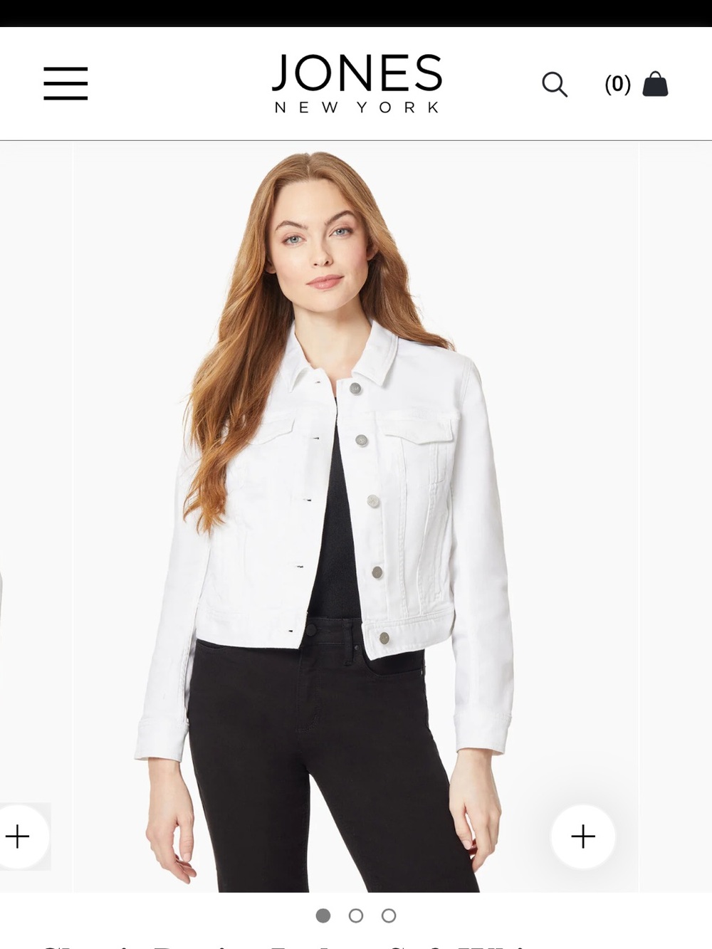Jones New York White Cropped Denim Jacket size Large